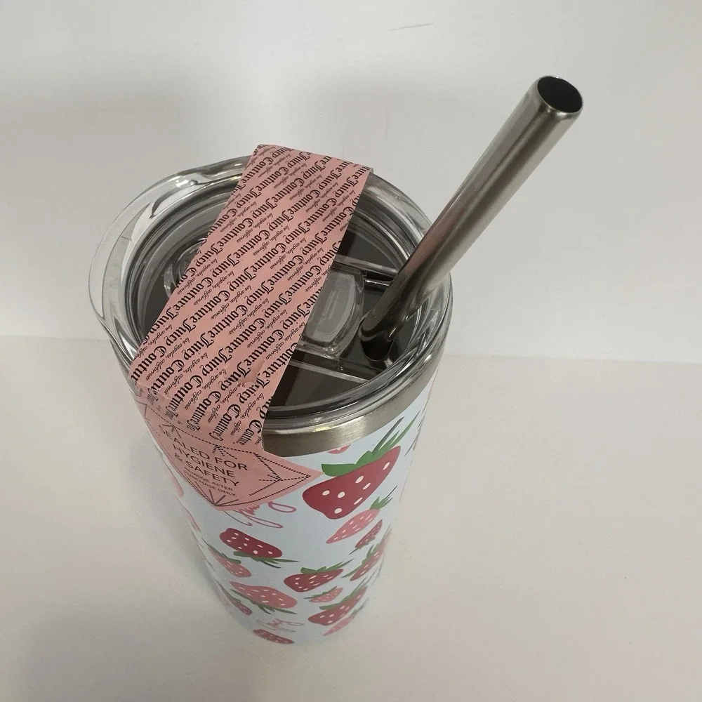 Juicy Couture Strawberry Tumbler 24 oz Stainless Steel Insulated Cup w Straw